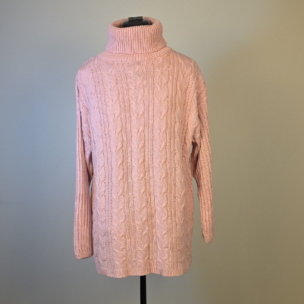 Vintage Jessie Pink Cable Knit Turtleneck Sweater – Made in Canada